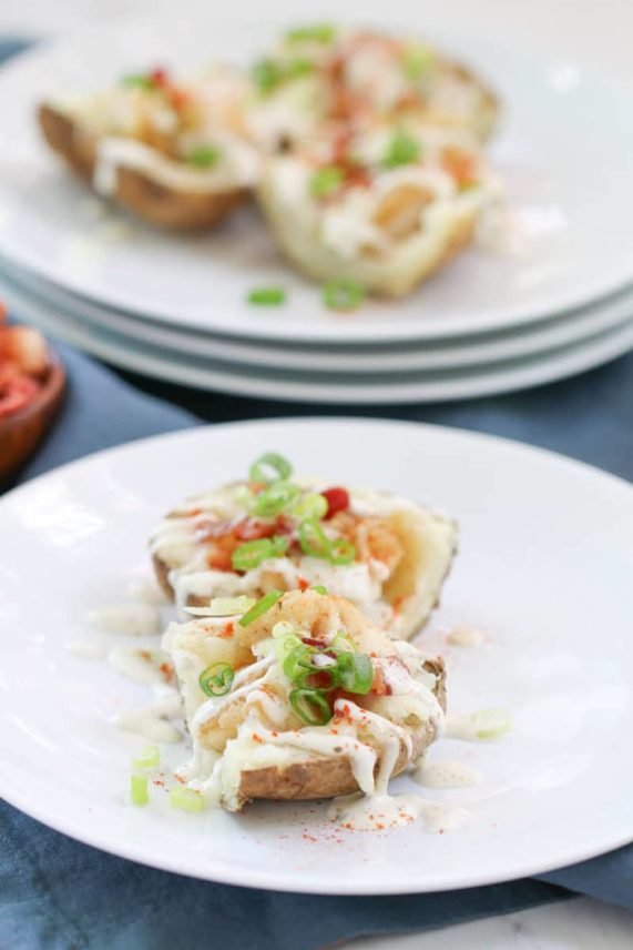 Just served Chicken Bacon Potato Skins