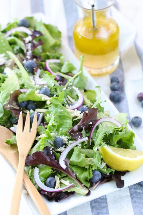 Taking a bite of Blueberry Balsamic Summer Salad