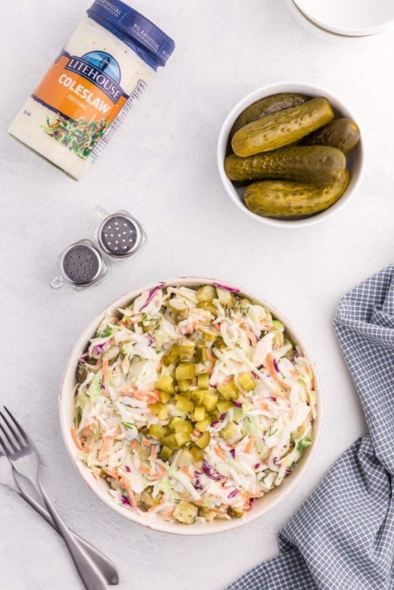 Just served bowl of Dill Pickle Coleslaw