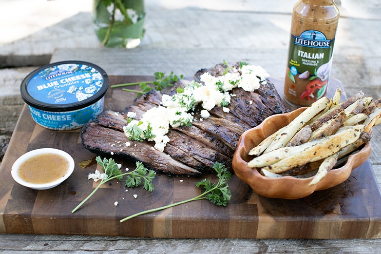 Just served Italian Flank Steak with Grilled French Fries