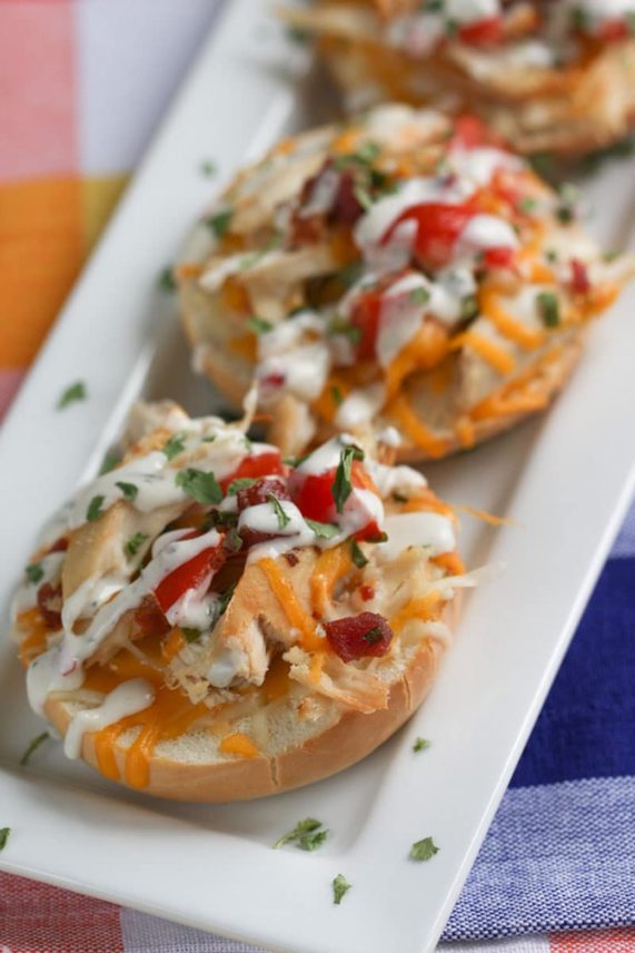Freshly topped Chicken Bacon Ranch Bagel Bites