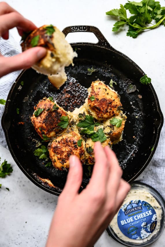 Tearing into a fresh batch of Blue Cheese Monkey Bread