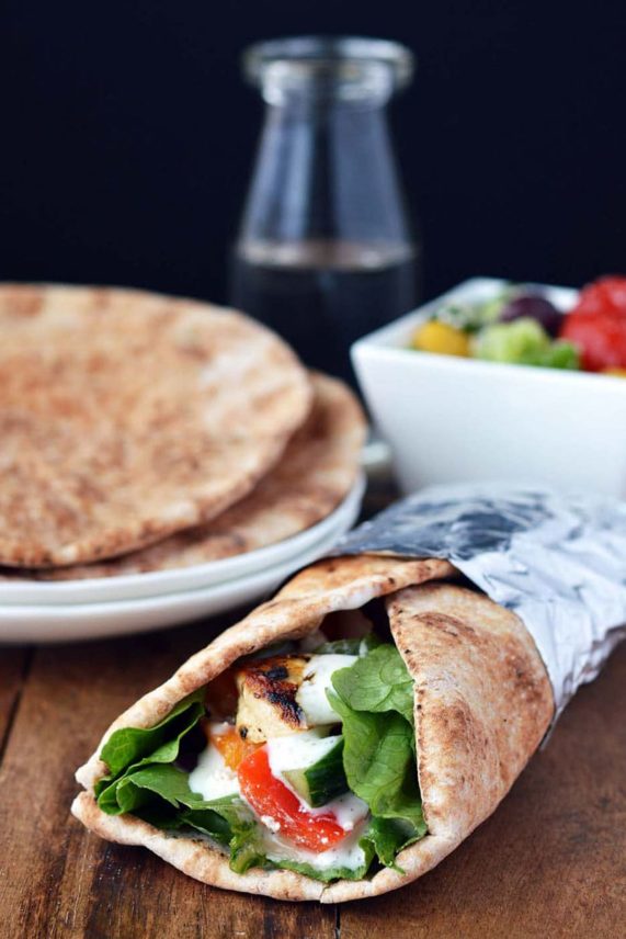Freshly prepared Chicken Souvlaki Pita