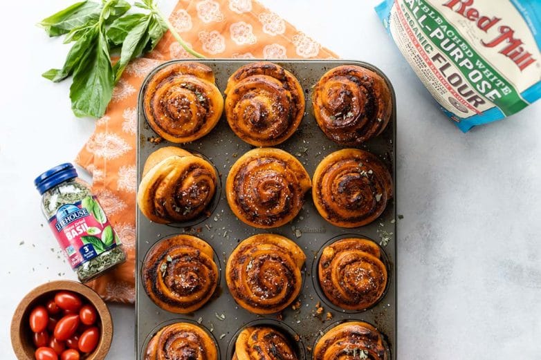 Ready to eat Tomato Basil and Feta Rolls