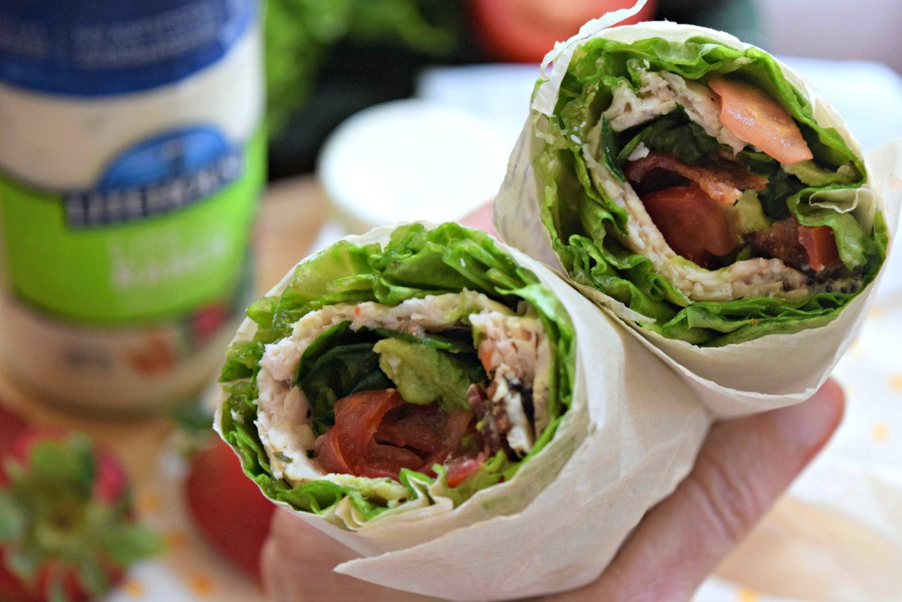 Ranch-Style Turkey Wraps made with Litehouse Homestyle Ranch and Feta cheese crumbles