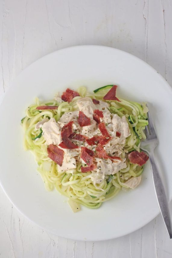 Just served Chicken Bacon Ranch Zucchini Noodles
